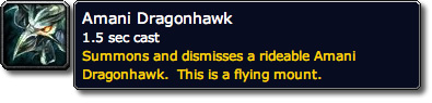 Amani Dragonhawk WoW Mount Tooltip
