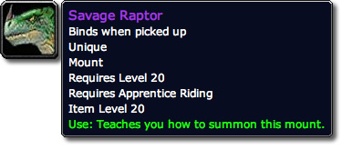 Savage Raptor Tooltip