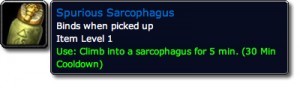 Spurious Sarcophagus WoW TCG Loot Tooltiip